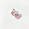 Small and niche texture transparent strawberry ear studs, gold and silver small flower zircon embellishments, three-dimensional earrings directly supplied by the manufacturer Item Picture